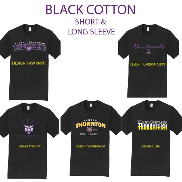rtms 22 BLACK cotton SHORT  SLEEVE & LONG SLEEVE
